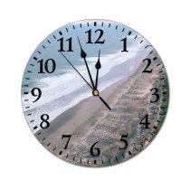 yanfind Fashion PVC Wall Clock Aqua Beach Coast Coastline Daytime Endless Flow Fluid Foamy From Above Geology Mute Suitable Kitchen Bedroom Decorate Living Room