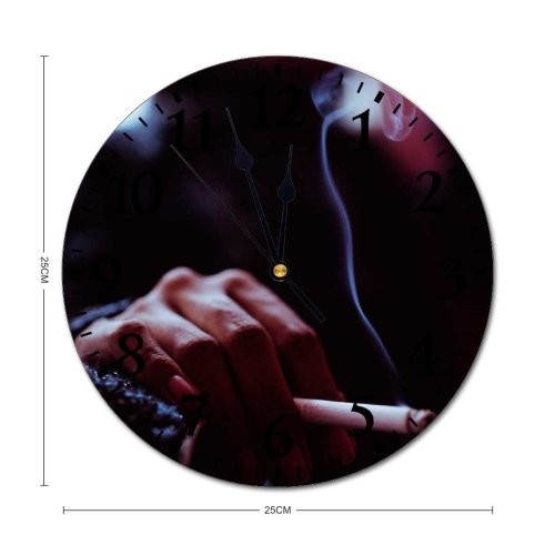 yanfind Fashion PVC Wall Clock Addict Anonymous Bad Brunette Cigarette Confident Crop Dark Faceless Female Mute Suitable Kitchen Bedroom Decorate Living Room
