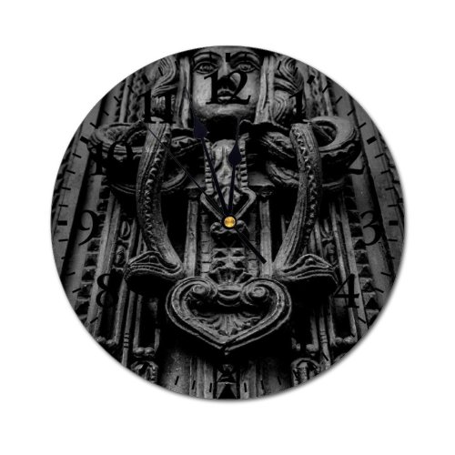 yanfind Fashion PVC Wall Clock Architecture Art Decoration Door Historic Shot Metal Religion Sculpture Spirituality Statue Mute Suitable Kitchen Bedroom Decorate Living Room