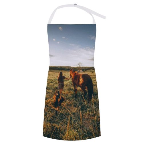 yanfind Custom aprons Adolescent Anonymous Cattle Cow Dog Equine Evening Faceless Farm Farmland Fauna Field white white-style1 70×80cm