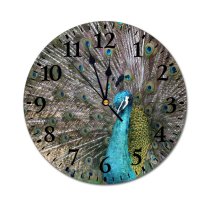 yanfind Fashion PVC Wall Clock Bird Dancing Beak Exhibition Tropical Wildlife Feather Neck Turquoise Vibrant Tail Poultry Mute Suitable Kitchen Bedroom Decorate Living Room