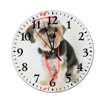yanfind Fashion PVC Wall Clock Adorable Alone Calm Clever Comfort Confident Doctor Dog Fluff Friendly Fur Mute Suitable Kitchen Bedroom Decorate Living Room