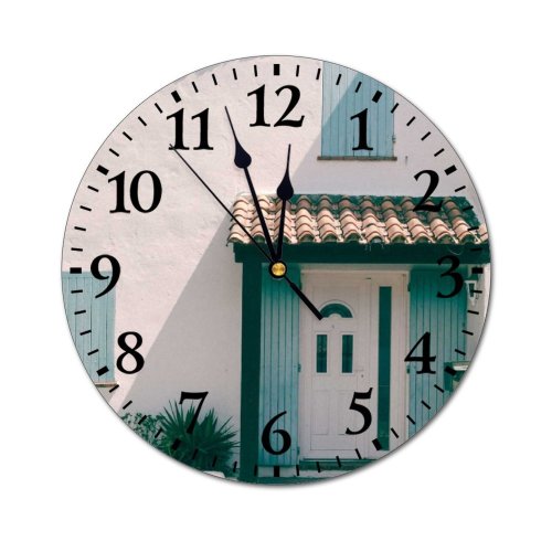 yanfind Fashion PVC Wall Clock Accommodation Architecture Sky Building Calm Cottage Courtyard Daytime Design Door Doorway Mute Suitable Kitchen Bedroom Decorate Living Room