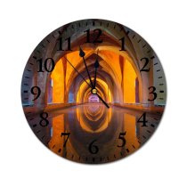 yanfind Fashion PVC Wall Clock Architecture Beautiful Church Colour Colourful Design Hallway Reflection Spain Well Mute Suitable Kitchen Bedroom Decorate Living Room