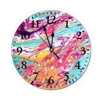 yanfind Fashion PVC Wall Clock Art Texture Abstract Design Creativity Decoration Rainbow Artistic Stain Acrylic Impression Mute Suitable Kitchen Bedroom Decorate Living Room