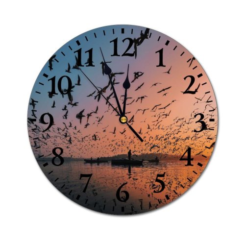 yanfind Fashion PVC Wall Clock Beak Bird Boat Calm Creature Dusk Evening Feather Flight Flock Fly Fowl Mute Suitable Kitchen Bedroom Decorate Living Room