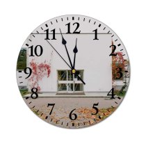yanfind Fashion PVC Wall Clock Architecture Autumn Building City Construction Contemporary Space Cottage Daytime Design District Doorway Mute Suitable Kitchen Bedroom Decorate Living Room