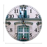 yanfind Fashion PVC Wall Clock Aged Architecture Aroma Balcony Bloom Building Daylight Decor Decorative Exterior Facade Mute Suitable Kitchen Bedroom Decorate Living Room
