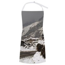 yanfind Custom aprons Peak Snow Himalayas Winter Road Village Hills Trees Rocks Landscape white white-style1 70×80cm