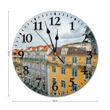 yanfind Fashion PVC Wall Clock Aged Architecture Building Calm Canal Channel City Cloudy Colorful Condominium Construction District Mute Suitable Kitchen Bedroom Decorate Living Room