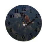 yanfind Fashion PVC Wall Clock Bald Eagle Bird Flying Forest Trees Mute Suitable Kitchen Bedroom Decorate Living Room