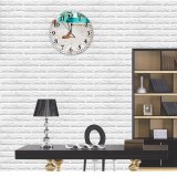 yanfind Fashion PVC Wall Clock Adorable Aged Architecture Building Calm Charming Chill Chordate Cobblestone Cute Mute Suitable Kitchen Bedroom Decorate Living Room