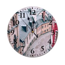 yanfind Fashion PVC Wall Clock Accommodation Aged Architecture Area Building City Cityscape Construction Daytime Destination Direction District Mute Suitable Kitchen Bedroom Decorate Living Room