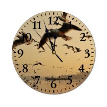 yanfind Fashion PVC Wall Clock Beak Bird Boat Calm Cloudless Creature Distant Evening Feather Flight Flock Fly Mute Suitable Kitchen Bedroom Decorate Living Room