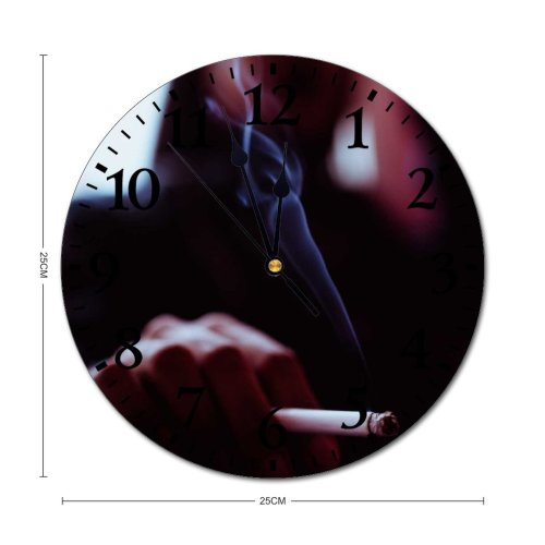 yanfind Fashion PVC Wall Clock Addict Anonymous Bad Brunette Cigarette Confident Dark Faceless Female From Mute Suitable Kitchen Bedroom Decorate Living Room