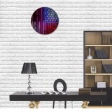 yanfind Fashion PVC Wall Clock 4th July Creative Democracy Flag Fourth Futuristic Independence 4 Jul National Neon Mute Suitable Kitchen Bedroom Decorate Living Room