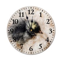 yanfind Fashion PVC Wall Clock Bird Cute Fur Easter Chicken Young Hairy Baby Feather Little Newborn Poultry Mute Suitable Kitchen Bedroom Decorate Living Room