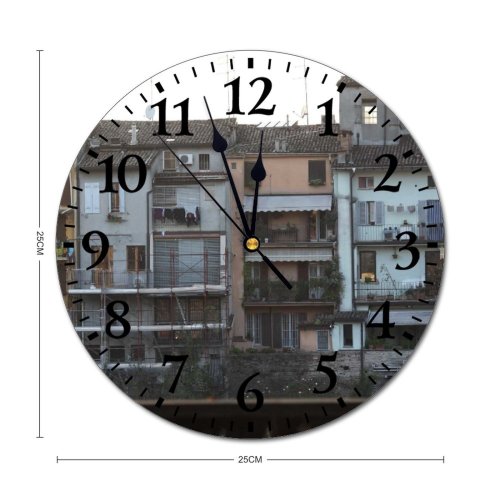 yanfind Fashion PVC Wall Clock Accommodation Apartment Architecture Area Balcony Block Building City Community Complex Condominium Construction Mute Suitable Kitchen Bedroom Decorate Living Room