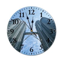 yanfind Fashion PVC Wall Clock Architecture Beautiful Buildings City Clouds Construction Daylight Design Financial High Kuala Mute Suitable Kitchen Bedroom Decorate Living Room