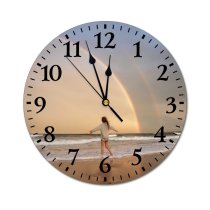 yanfind Fashion PVC Wall Clock Admire Anonymous Beach Coast Coastline Colorful Embankment Faceless Female Freedom Happy Journey Mute Suitable Kitchen Bedroom Decorate Living Room