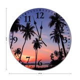 yanfind Fashion PVC Wall Clock Clouds Cool Desktop Dawn Dusk Idyllic Landscape Palm Trees Paradise Plants Mute Suitable Kitchen Bedroom Decorate Living Room