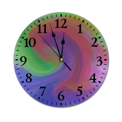 yanfind Fashion PVC Wall Clock Art Creativity Surreal Rainbow Pastel Artistic Watercolor Acrylic Canvas Psychedelic Mute Suitable Kitchen Bedroom Decorate Living Room