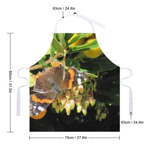 yanfind Custom aprons Tropical Forest Tree Plants Natural Habitat Butterfly Insect Flora Fauna Outdoors white white-style1 70×80cm