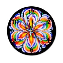 yanfind Fashion PVC Wall Clock Art Texture Abstract Flower Design Round Decoration Beautiful Rainbow Petal Motley Proportion Mute Suitable Kitchen Bedroom Decorate Living Room