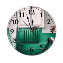 yanfind Fashion PVC Wall Clock Aged Apartment Architecture Building Cat Construction Daytime Dwell Entrance Fluff Fur Glass Mute Suitable Kitchen Bedroom Decorate Living Room