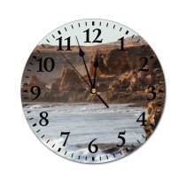 yanfind Fashion PVC Wall Clock Aqua Barren Breathtaking Bumpy Cliff Space Daytime Dramatic Dynamic Energy Fast Flow Mute Suitable Kitchen Bedroom Decorate Living Room