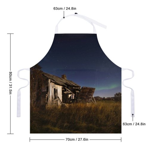 yanfind Custom aprons Abandoned Aged Ancient Aurora Borealis Barn Cloudless Countryside Damage Farmland Field Grassland white white-style1 70×80cm