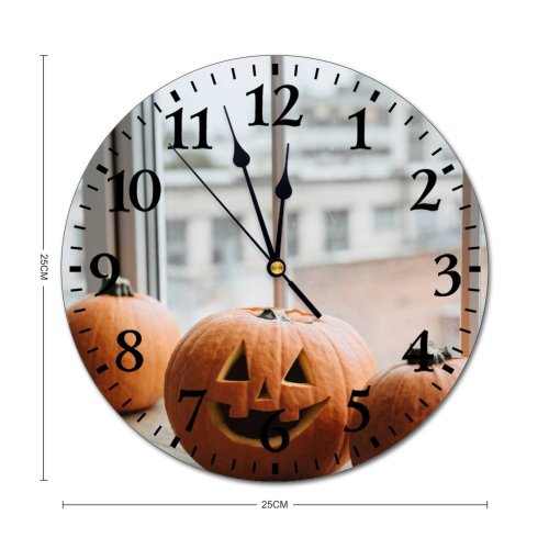yanfind Fashion PVC Wall Clock Carved Pumpkin Halloween Happy O Lantern O'lantern Trick Treat Window Mute Suitable Kitchen Bedroom Decorate Living Room