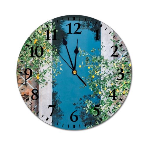 yanfind Fashion PVC Wall Clock Aqua Architecture Citrus Cobblestone Courtyard Cozy Decor Decorative Design Dwell Mute Suitable Kitchen Bedroom Decorate Living Room