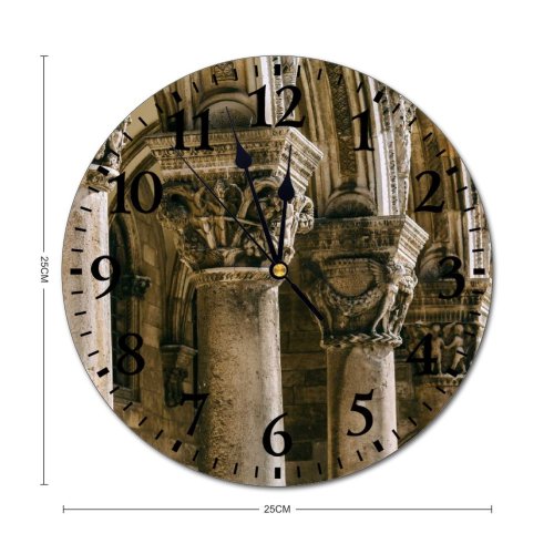 yanfind Fashion PVC Wall Clock Aged Arched Architecture Attract Building Carve Classic Column Construction Croatia Decor Mute Suitable Kitchen Bedroom Decorate Living Room