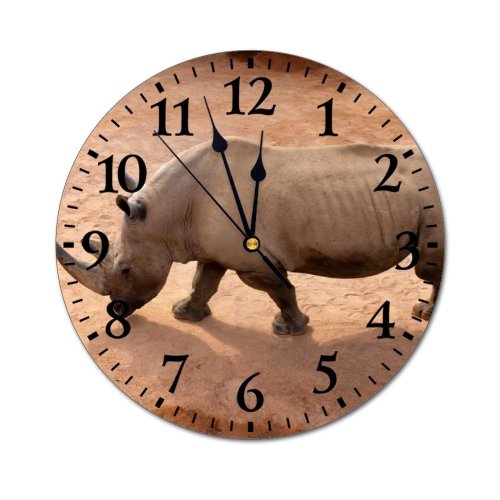 yanfind Fashion PVC Wall Clock Big Daylight Endangered Species Horn Outdoors Rhinoceros Safari Wild Wildlife Mute Suitable Kitchen Bedroom Decorate Living Room
