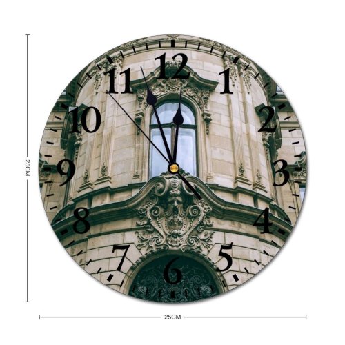 yanfind Fashion PVC Wall Clock Architecture Attract Building City Classic Construction Design Destination Detail District Door Mute Suitable Kitchen Bedroom Decorate Living Room