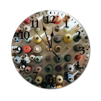 yanfind Fashion PVC Wall Clock Bobbin Craft Diversity Flatlay Manufacture Organized Overhead Rainbow Reel Sewing Sorted Mute Suitable Kitchen Bedroom Decorate Living Room