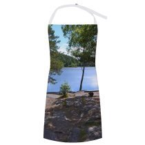 yanfind Custom aprons Norway Norwegian Norge Nordic Drammen Landscape Forest Wood Woodland Forested Shore Lake white-style1 70×80cm