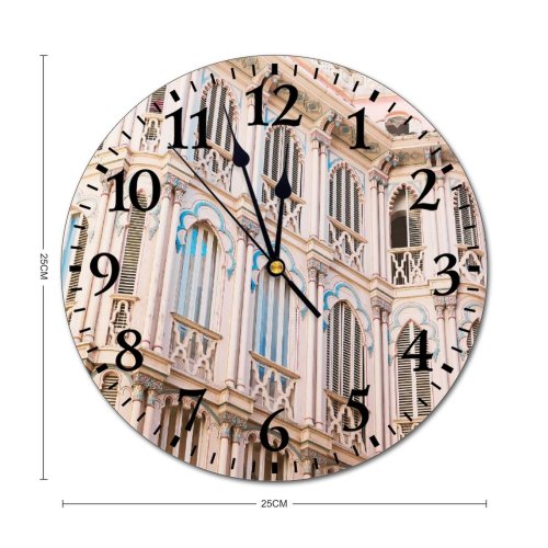 yanfind Fashion PVC Wall Clock Aged Ancient Arched Architecture Attract Balcony Building Can Corbella City Construction Mute Suitable Kitchen Bedroom Decorate Living Room