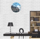 yanfind Fashion PVC Wall Clock Aged Ancient Architecture Area Building Bush Chimney Classic Cloudy Construction Cottage Countryside Mute Suitable Kitchen Bedroom Decorate Living Room