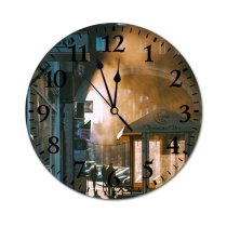 yanfind Fashion PVC Wall Clock Arch Architecture Area Backlit Budapest Building Cabin Calm Construction Contemporary District Downtown Mute Suitable Kitchen Bedroom Decorate Living Room