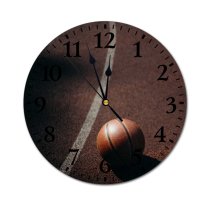 yanfind Fashion PVC Wall Clock Ball Basketball Court Ground Nobody Sport Sports Sporty Still Streetball Texture Mute Suitable Kitchen Bedroom Decorate Living Room