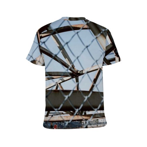 yanfind Adult Full Print T-shirts (men And Women) Architecture Fence Cage Net Iron Abandoned Safety Wire Security Danger