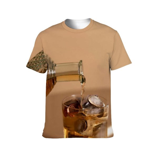 yanfind Adult Full Print T-shirts (men And Women) Glass Wine Classic Gold Bottle Vodka Liquor Cognac Scotch Rum Bourbon Intoxicated
