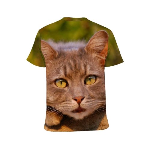 yanfind Adult Full Print T-shirts (men And Women) Cat Face Cute Felidae Fur Kitty Pet Staring Whiskers
