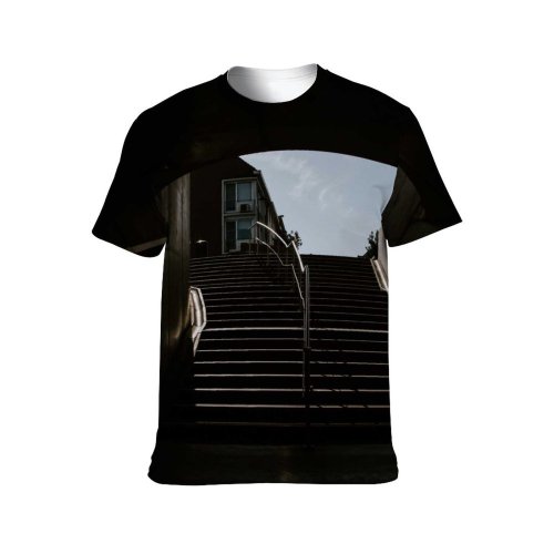 yanfind Adult Full Print T-shirts (men And Women) Architecture Building City Construction Contemporary Corridor Dark Design Destination District Downtown Empty