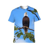 yanfind Adult Full Print T-shirts (men And Women) Bird Summer Park Leaf Tree Bald Eagle Sky Outdoors Wild Branch