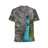 yanfind Adult Full Print T-shirts (men And Women) Bird Dancing Beak Exhibition Tropical Wildlife Feather Neck Turquoise Vibrant Tail Poultry