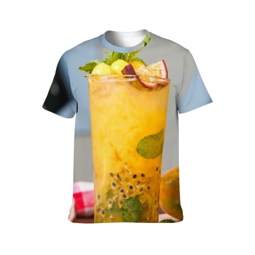 yanfind Adult Full Print T-shirts (men And Women) Summer Cocktail Glass Leaf Lemon Health Fruit Homemade Delicious Tropical Lime