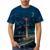 yanfind Adult Full Print T-shirts (men And Women) City Road Traffic Building Evening Architecture Travel Dusk Highway Urban